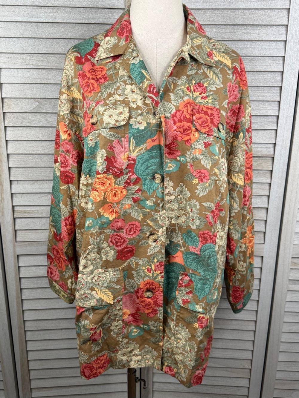 GAP Women's Vintage Cotton Floral Print Chore Jacket-Medium